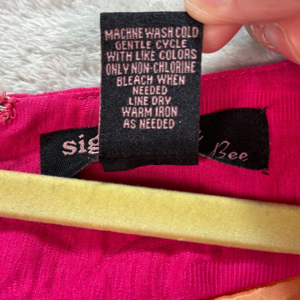 Signature by Robbie Bee Women's Sleeveless Pink Dress Belted Lined Size 12 - Picture 6 of 10